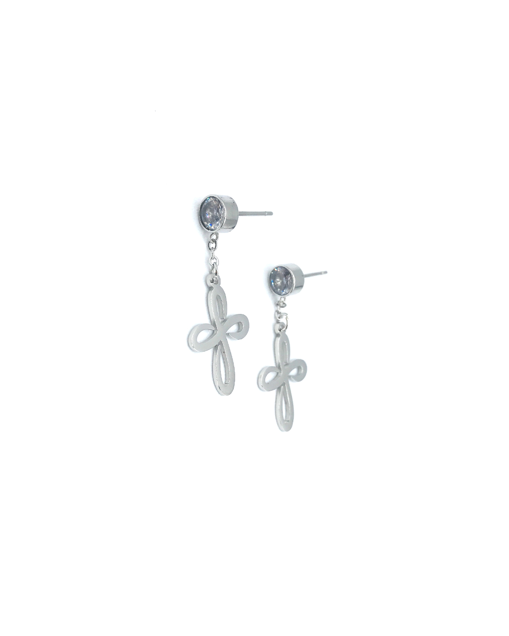 CROSS STEEL EARINGS 