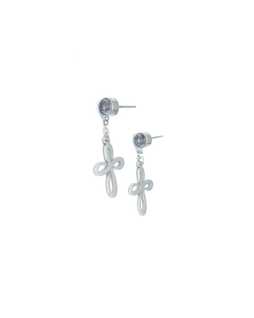 CROSS STEEL EARINGS 