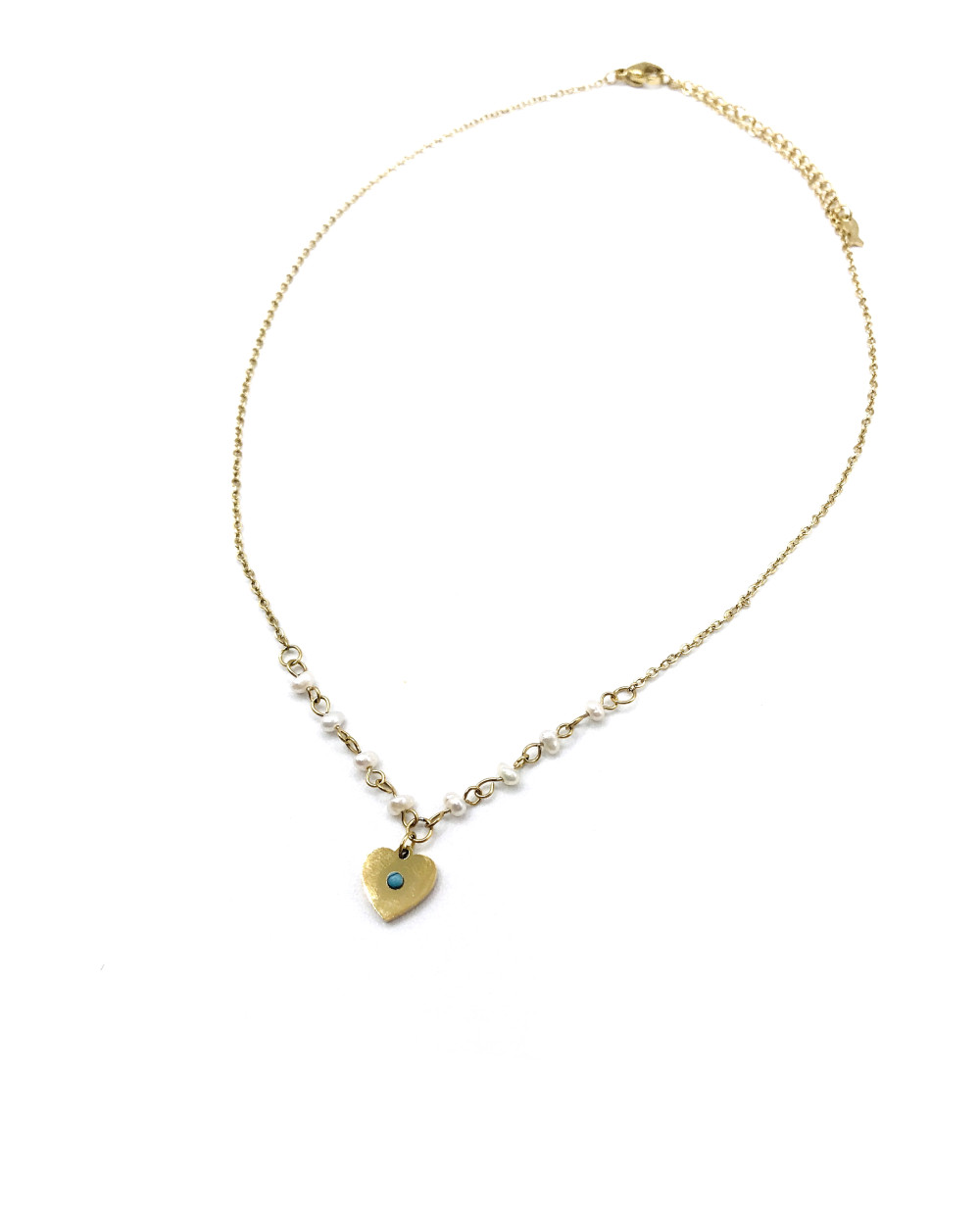 HEART PEARL STEEL NECKLACE