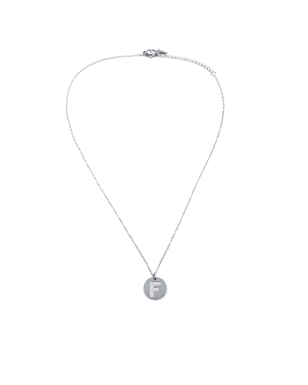 LETTER F STAINLESS STEEL NECKLACE 