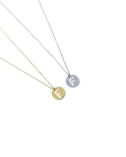 LETTER F STAINLESS STEEL NECKLACE 