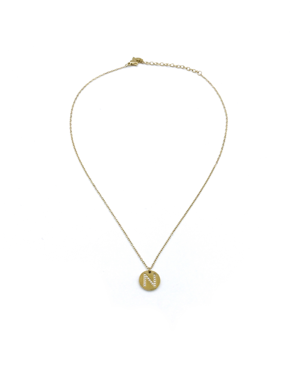 LETTER N STAINLESS STEEL NECKLACE 