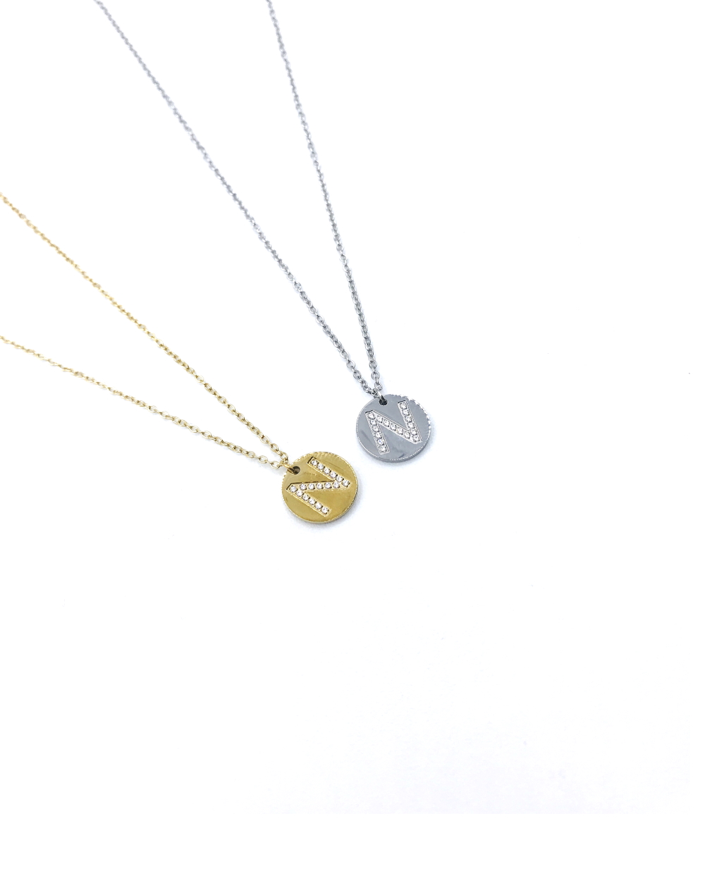 LETTER N STAINLESS STEEL NECKLACE 