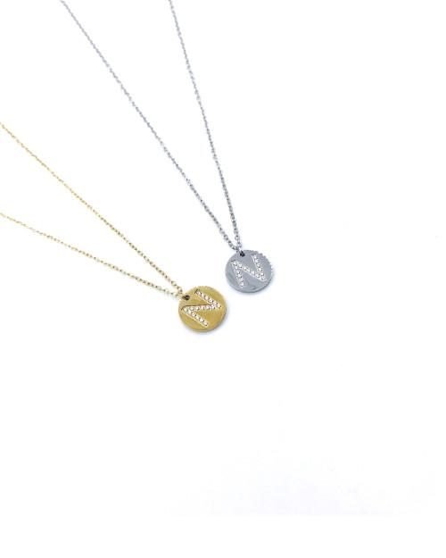 LETTER N STAINLESS STEEL NECKLACE 