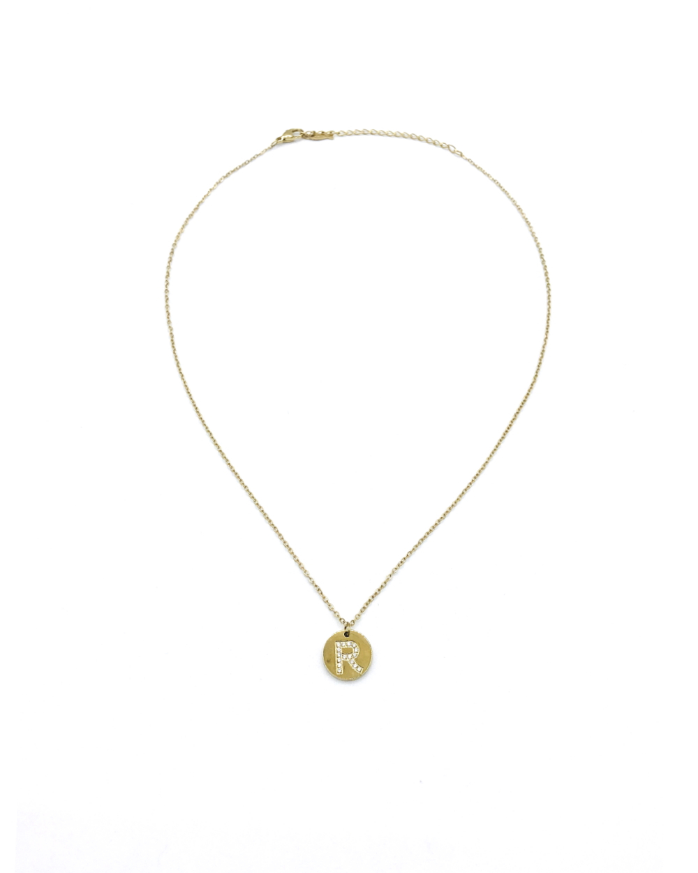 LETTER R STAINLESS STEEL NECKLACE 