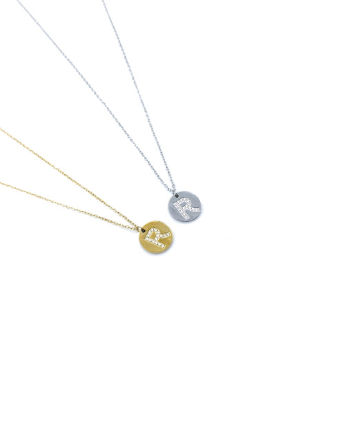 LETTER R STAINLESS STEEL NECKLACE 