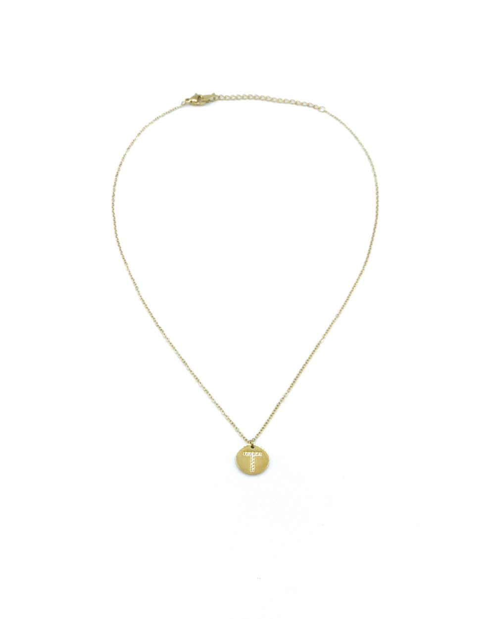 LETTER T STAINLESS STEEL NECKLACE 