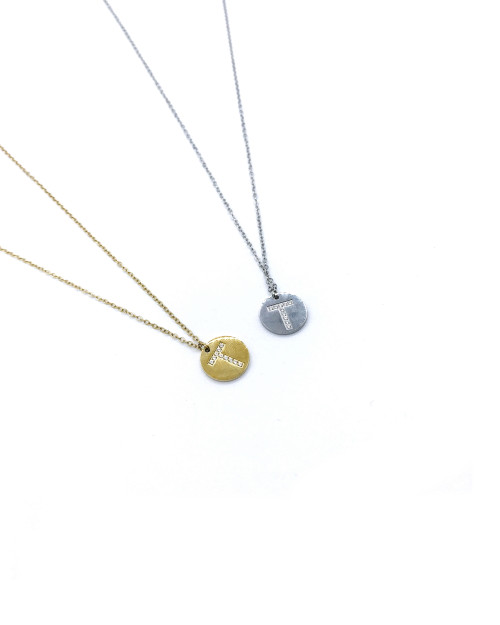 LETTER T STAINLESS STEEL NECKLACE 