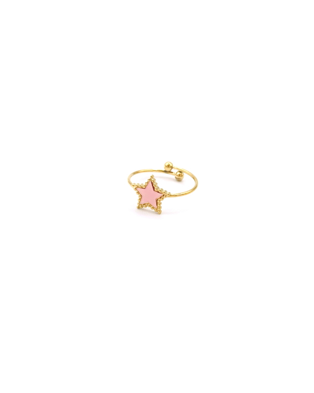 PINK STAR STEEL RING