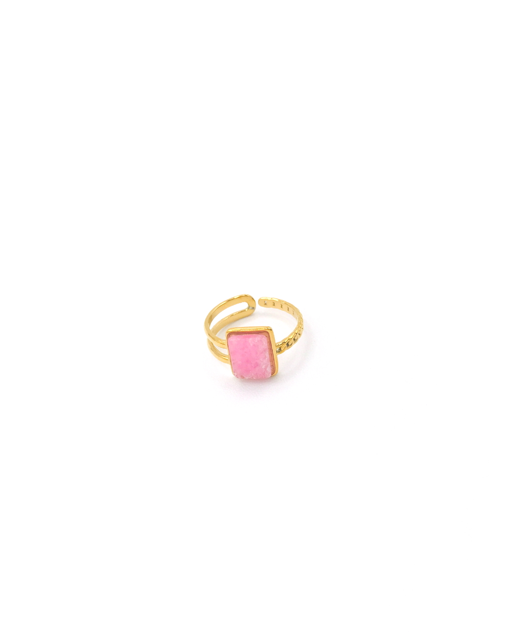 PINK STONE STEEL RING 