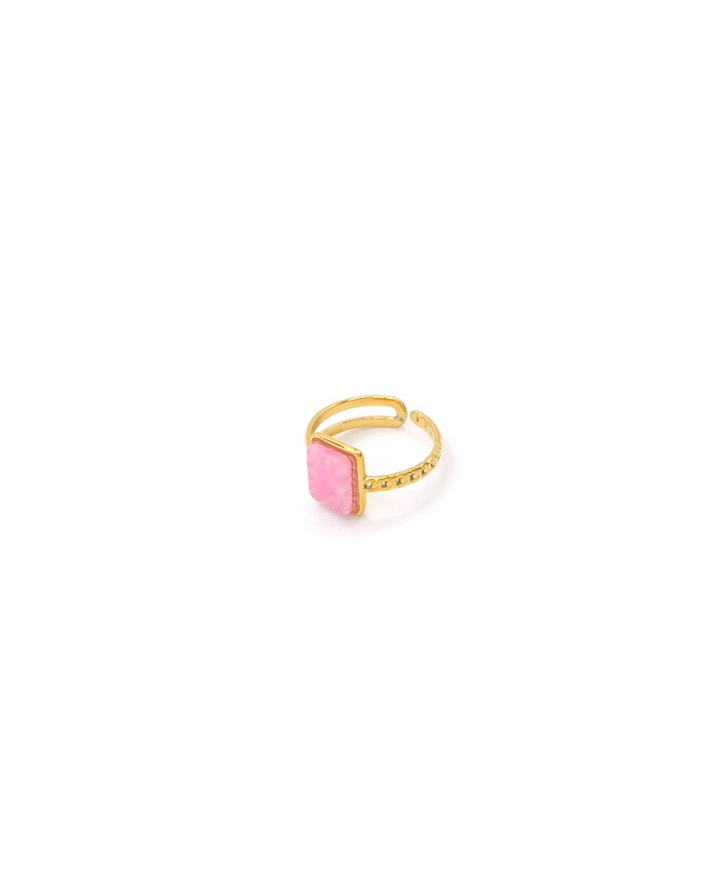 PINK STONE STEEL RING 