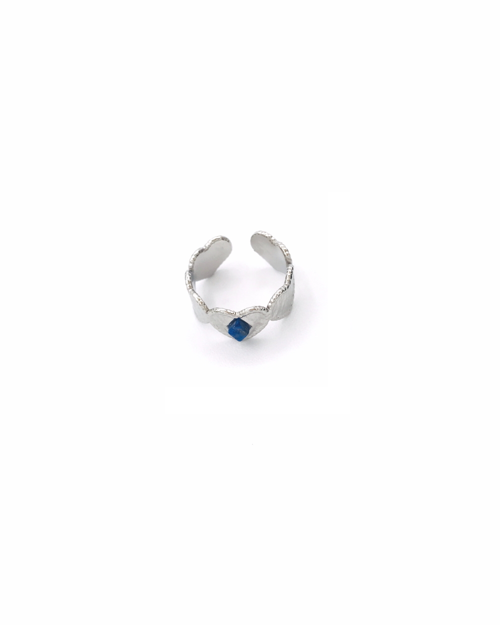 HEARTS NAVY STEEL RING
