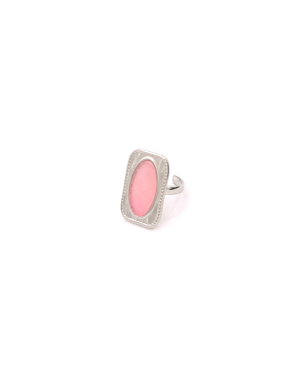 AFRODITE PINK STONE STEEL RING