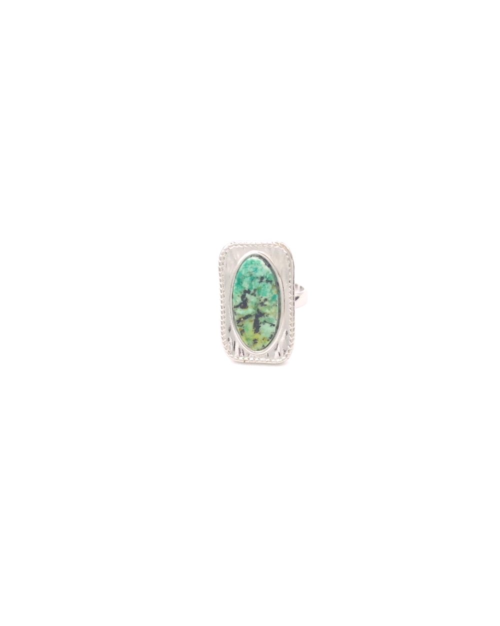 AFRODITE GREEN STONE STEEL RING