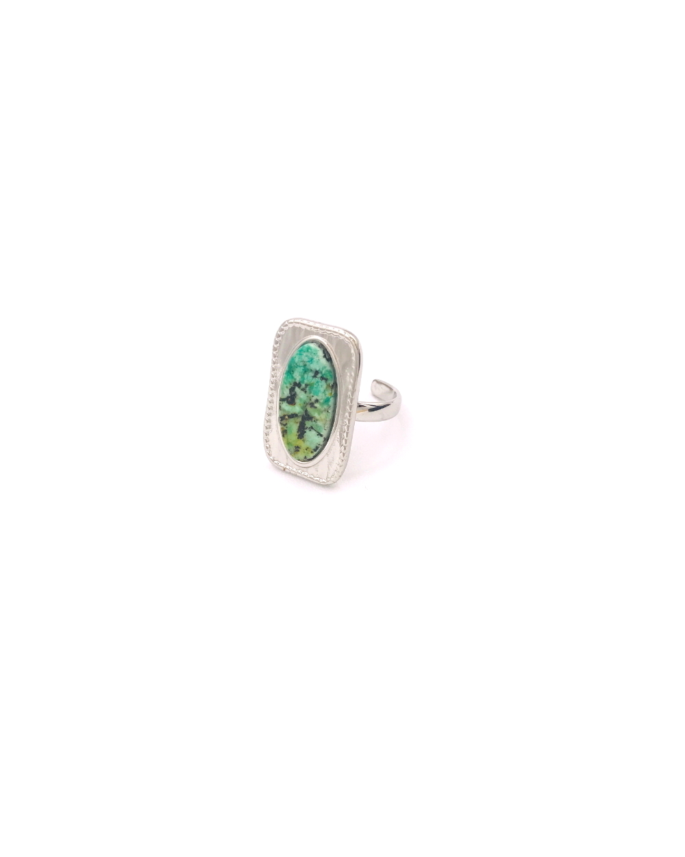 AFRODITE GREEN STONE STEEL RING