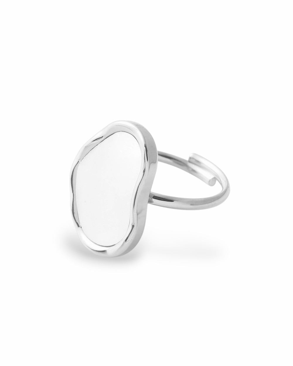 Stainless Steel Ring with madrepearl