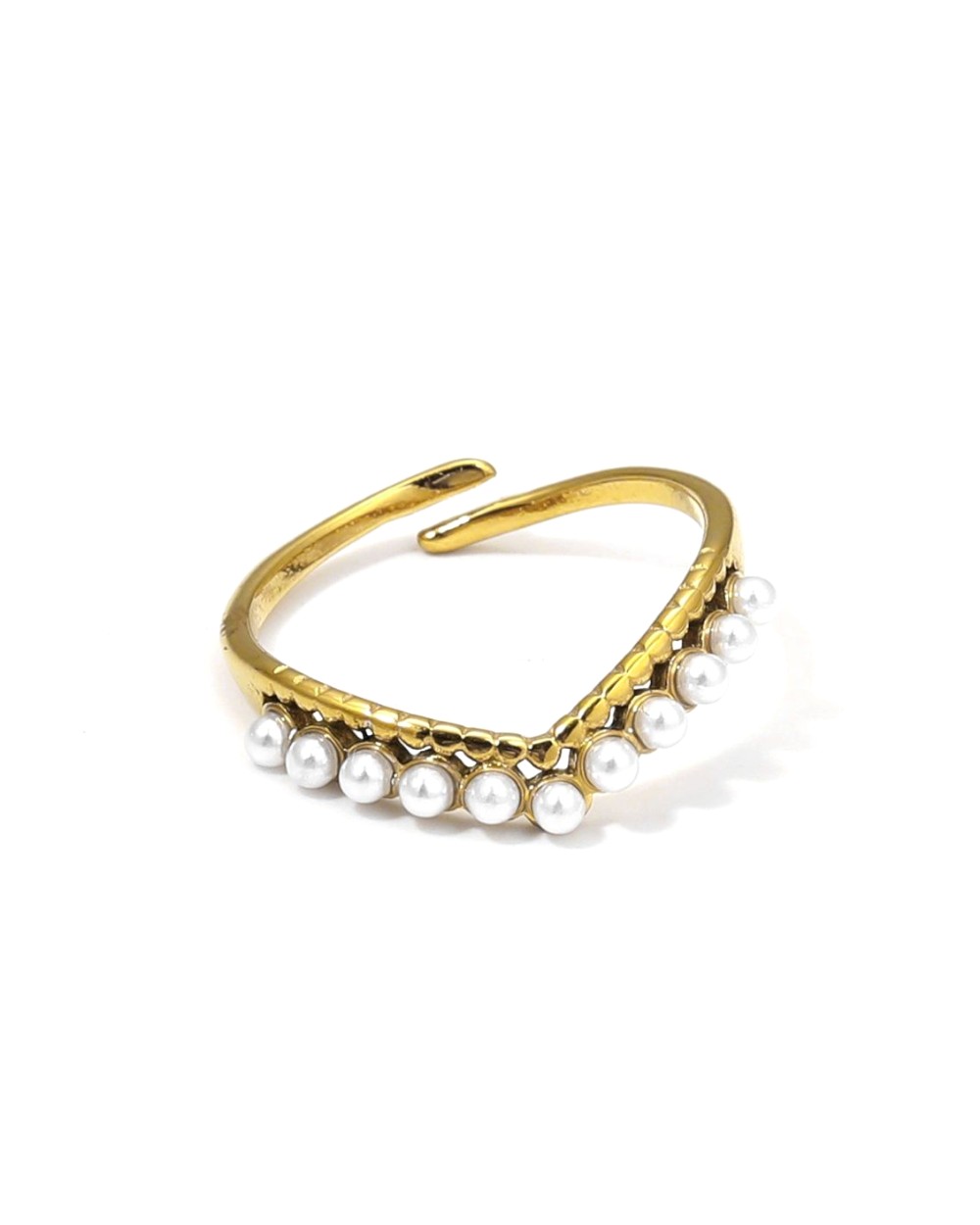 Stainless Steel Ring Wwith Pearls