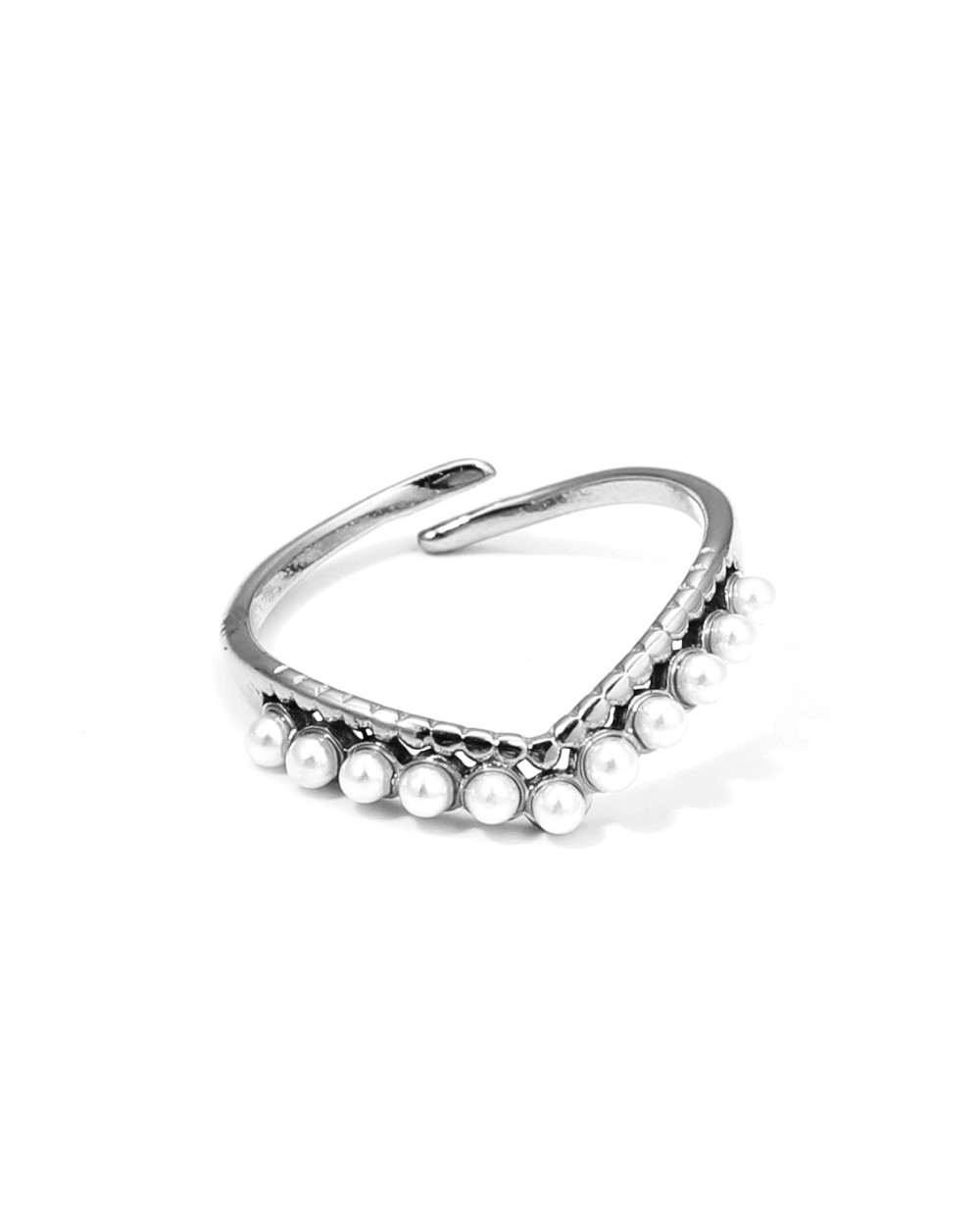 Stainless Steel Ring Wwith Pearls